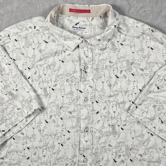Tommy Bahama Other - Tommy Bahama Button Up Shirt Mens 3XLB White Cocktail Print The Veracruz Cay